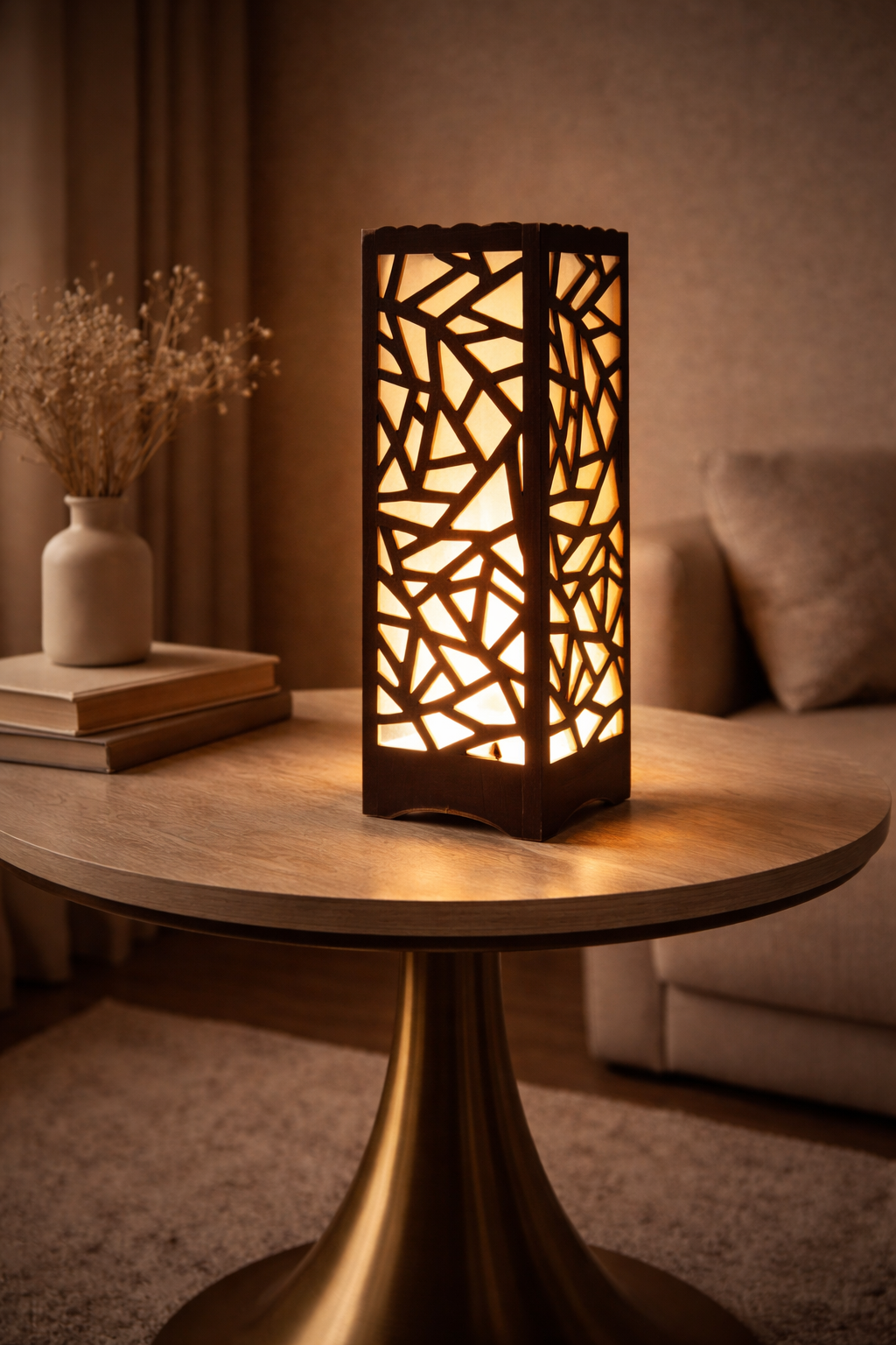 premium wooden bedroom table lamp with warm golden light
