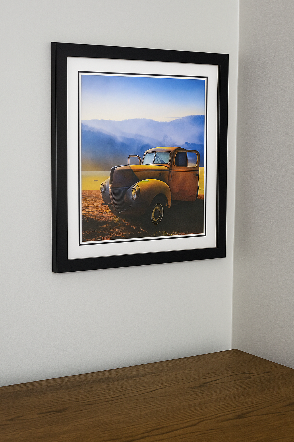 Rustic Yellow Vintage Car Painting