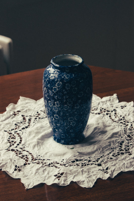 Premium blue and white ceramic vase with floral detailing for home décor