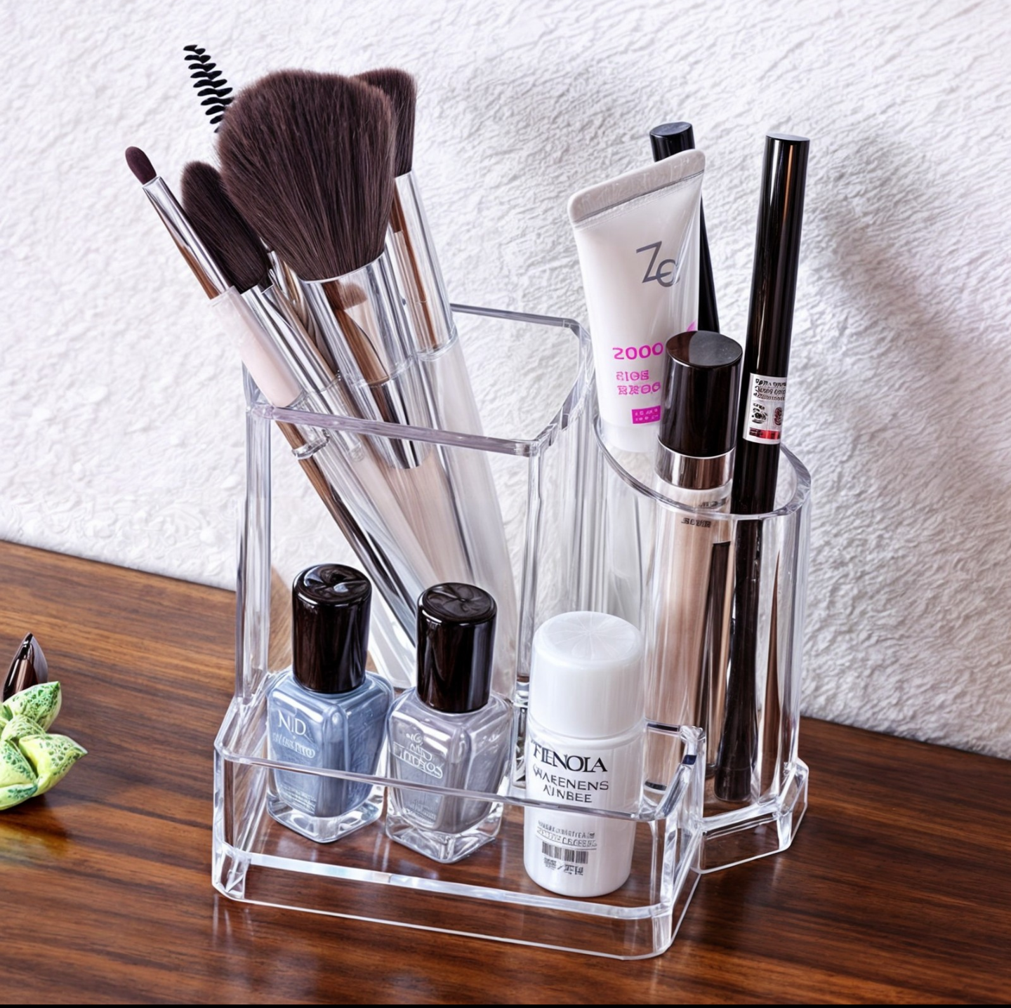 Premium acrylic makeup brush organizer for dressing table in Pakistan